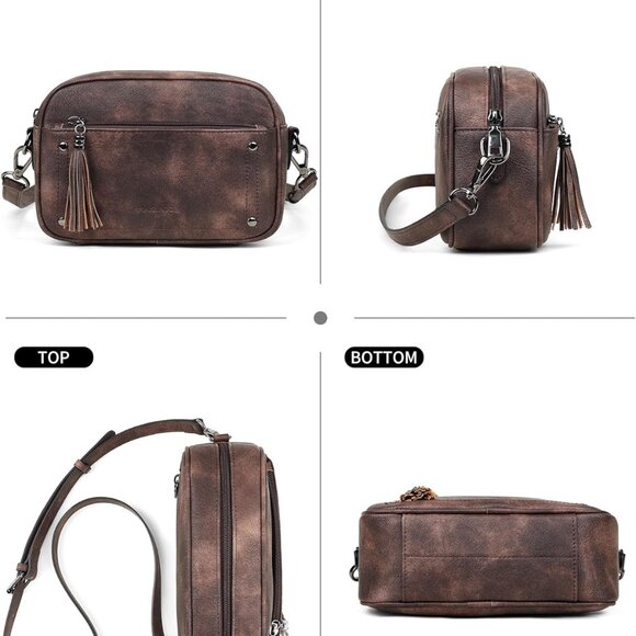 Fashionable Compact Crossbody Bag for Women - Vegan Leather with Clasp Closure - Picture 6 of 8